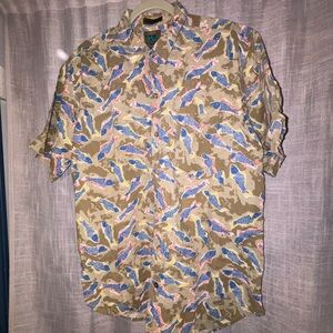 Royal Robbins Fish Print Button Down Shirt